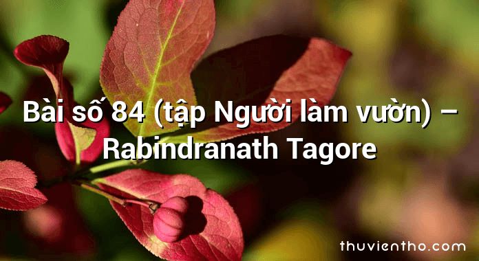 Bài số 84 (tập Người làm vườn)  –  Rabindranath Tagore