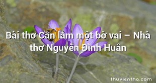 Bài thơ Cần lắm một bờ vai – Nhà thơ Nguyễn Đình Huân