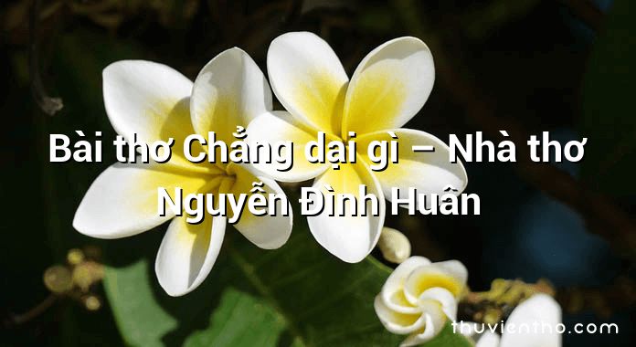 Bài thơ Chẳng dại gì – Nhà thơ Nguyễn Đình Huân