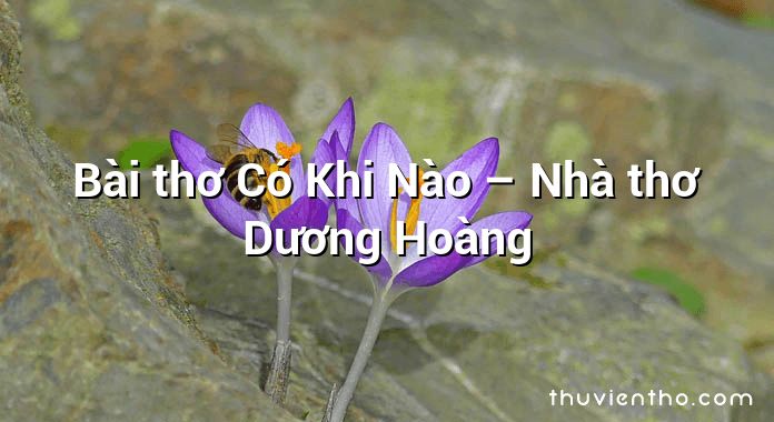 Bài thơ Có Khi Nào – Nhà thơ Dương Hoàng