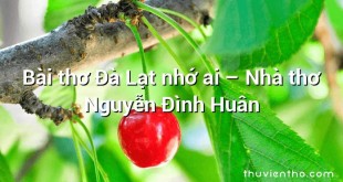 Bài thơ Đà Lạt nhớ ai – Nhà thơ Nguyễn Đình Huân