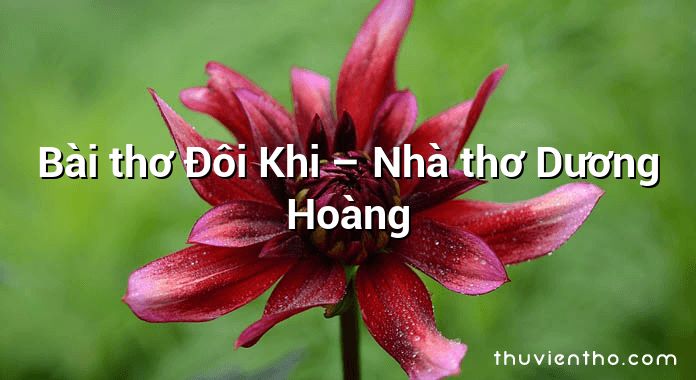 Bài thơ Đôi Khi – Nhà thơ Dương Hoàng