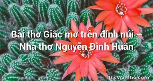 Bài thơ Giấc mơ trên đỉnh núi – Nhà thơ Nguyễn Đình Huân