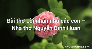 Bài thơ Lời nhắn nhủ các con – Nhà thơ Nguyễn Đình Huân