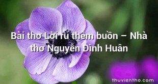 Bài thơ Lời ru thêm buồn – Nhà thơ Nguyễn Đình Huân