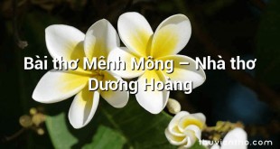 Bài thơ Mênh Mông – Nhà thơ Dương Hoàng