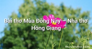 Bài thơ Mùa Đông Này – Nhà thơ Hồng Giang