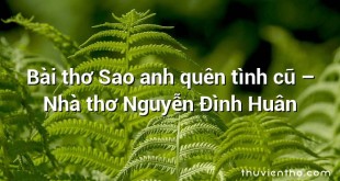 Bài thơ Sao anh quên tình cũ – Nhà thơ Nguyễn Đình Huân