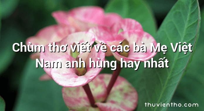 Chùm thơ viết về các bà Mẹ Việt Nam anh hùng hay nhất