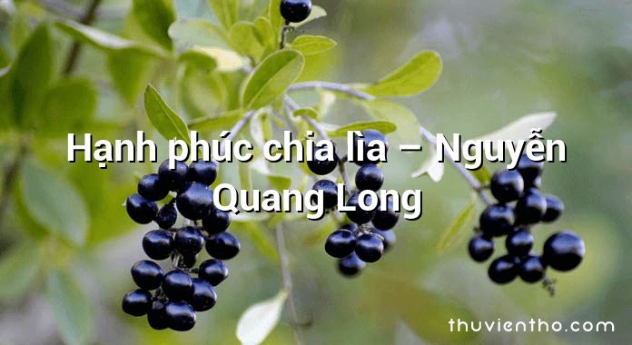 Hạnh phúc chia lìa – Nguyễn Quang Long
