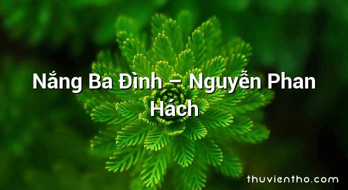Nắng Ba Đình – Nguyễn Phan Hách