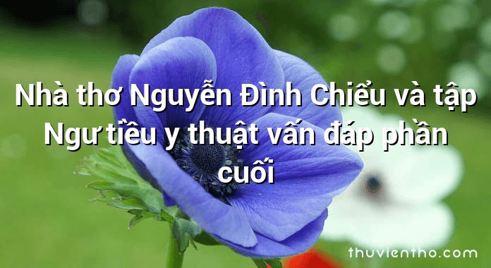Nhà thơ Nguyễn Đình Chiểu và tập Ngư tiều y thuật vấn đáp phần cuối