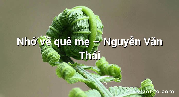 Nhớ về quê mẹ – Nguyễn Văn Thái
