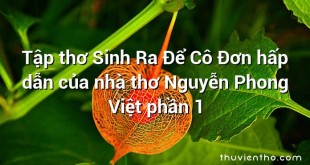 Tập thơ Sinh Ra Để Cô Đơn hấp dẫn của nhà thơ Nguyễn Phong Việt phần 1