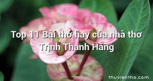 Top 11 Bài thơ hay của nhà thơ Trịnh Thanh Hằng