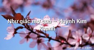 Như giấc mơ qua – Huỳnh Kim Khanh